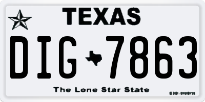 TX license plate DIG7863
