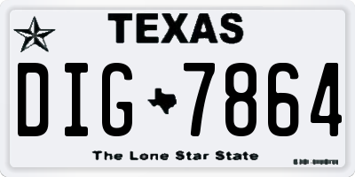 TX license plate DIG7864