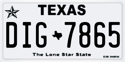 TX license plate DIG7865