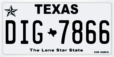 TX license plate DIG7866