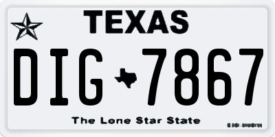 TX license plate DIG7867