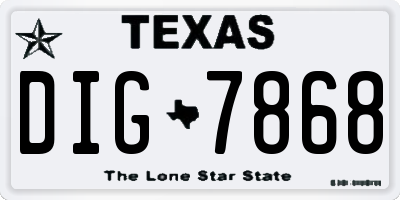 TX license plate DIG7868