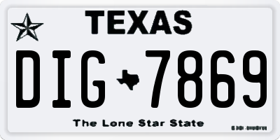 TX license plate DIG7869