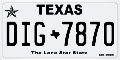 TX license plate DIG7870