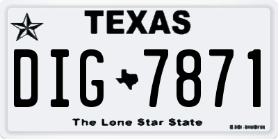 TX license plate DIG7871