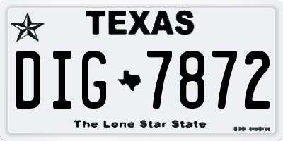 TX license plate DIG7872