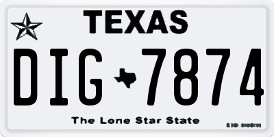 TX license plate DIG7874