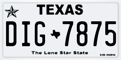 TX license plate DIG7875