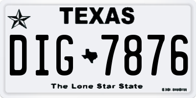TX license plate DIG7876