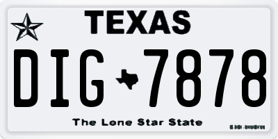 TX license plate DIG7878