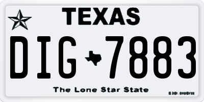 TX license plate DIG7883