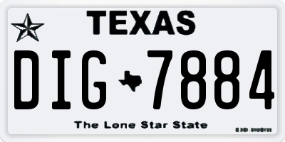 TX license plate DIG7884