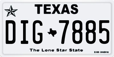 TX license plate DIG7885