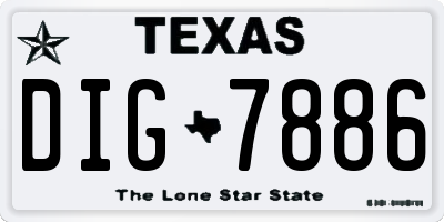 TX license plate DIG7886