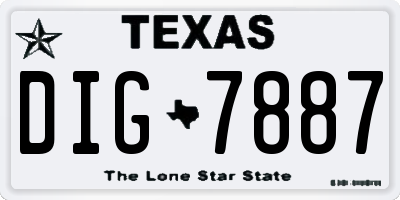 TX license plate DIG7887