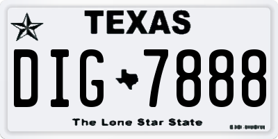 TX license plate DIG7888
