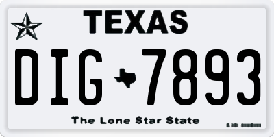 TX license plate DIG7893
