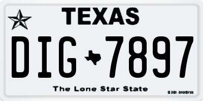 TX license plate DIG7897