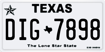 TX license plate DIG7898