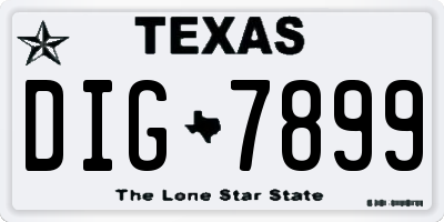 TX license plate DIG7899