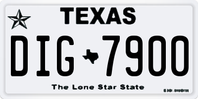 TX license plate DIG7900
