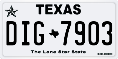 TX license plate DIG7903