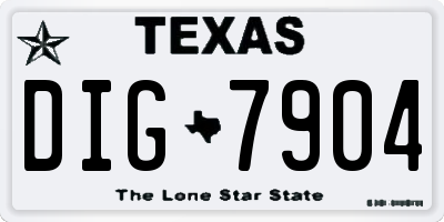 TX license plate DIG7904