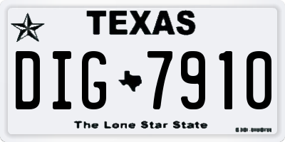 TX license plate DIG7910