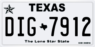 TX license plate DIG7912