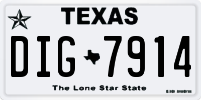 TX license plate DIG7914