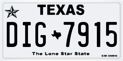 TX license plate DIG7915