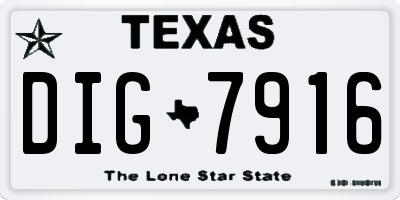 TX license plate DIG7916