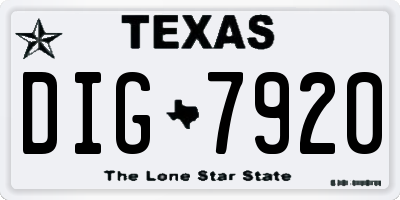 TX license plate DIG7920