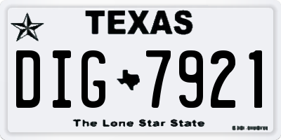 TX license plate DIG7921