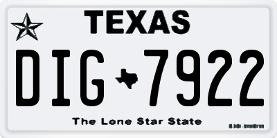 TX license plate DIG7922