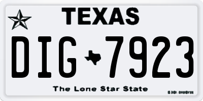 TX license plate DIG7923