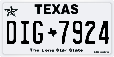TX license plate DIG7924