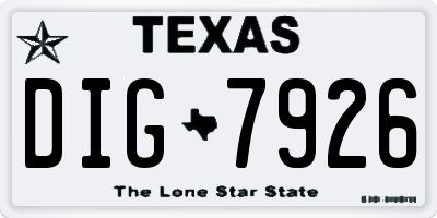 TX license plate DIG7926