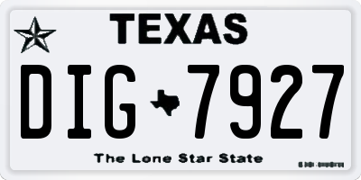 TX license plate DIG7927