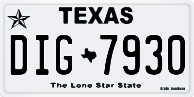 TX license plate DIG7930
