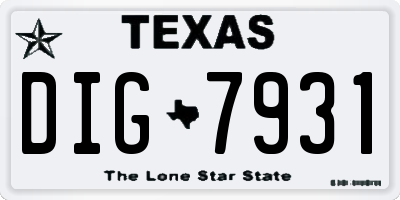 TX license plate DIG7931