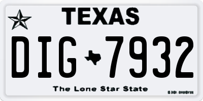 TX license plate DIG7932