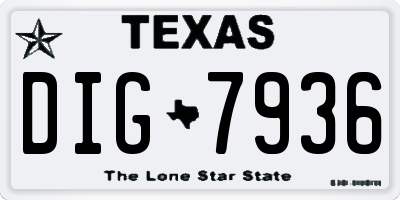 TX license plate DIG7936