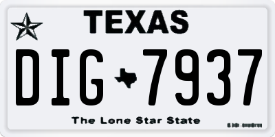 TX license plate DIG7937
