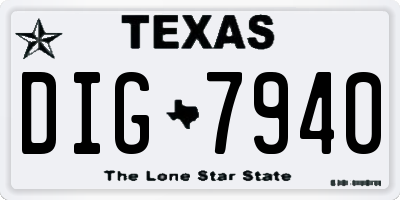 TX license plate DIG7940
