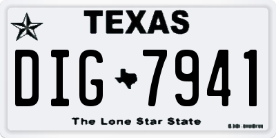 TX license plate DIG7941