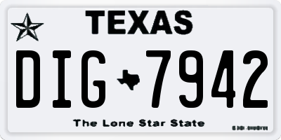 TX license plate DIG7942