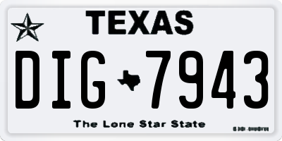TX license plate DIG7943