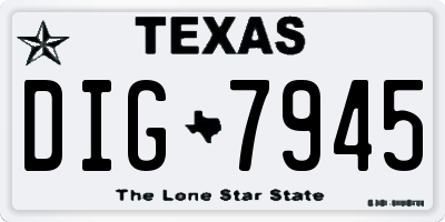 TX license plate DIG7945