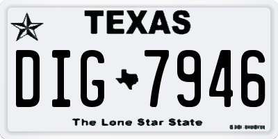TX license plate DIG7946